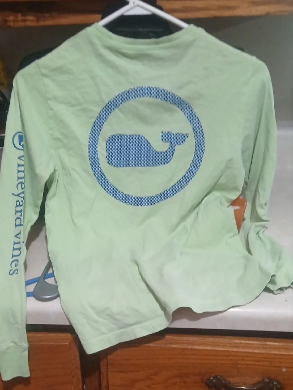 Vineyard Vines Mint Green Long Sleeve Pocket Tee with Sleeve Logo